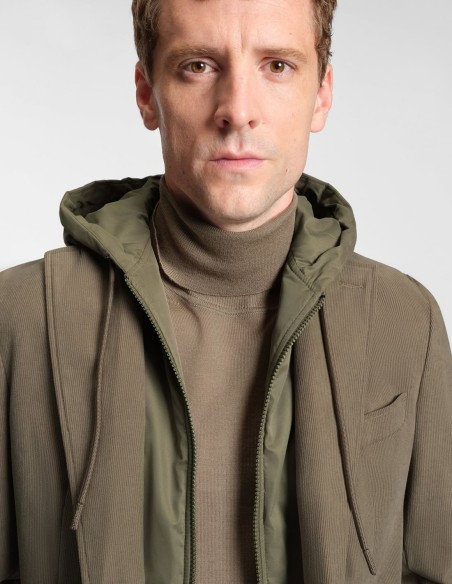 SLIM FIT JACKET WITH INTEGRATED HOODIE