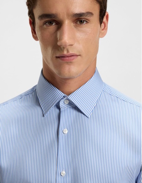 REGULAR FIT SHIRT IN STRIPED COTTON SATIN
