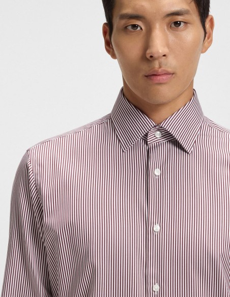 REGULAR FIT SHIRT IN STRIPED COTTON SATIN