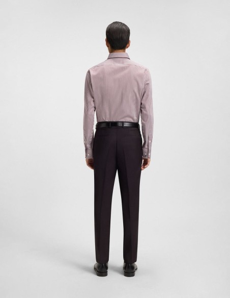 REGULAR FIT SHIRT IN STRIPED COTTON SATIN