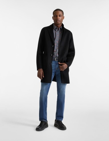 SINGLE-BREASTED LONG WOOL COAT