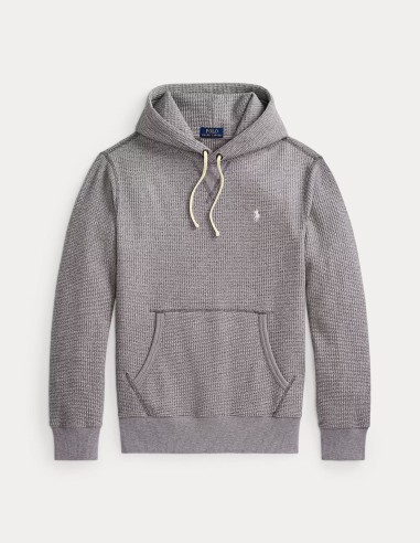 WAFFLE-KNIT FLEECE HOODIE