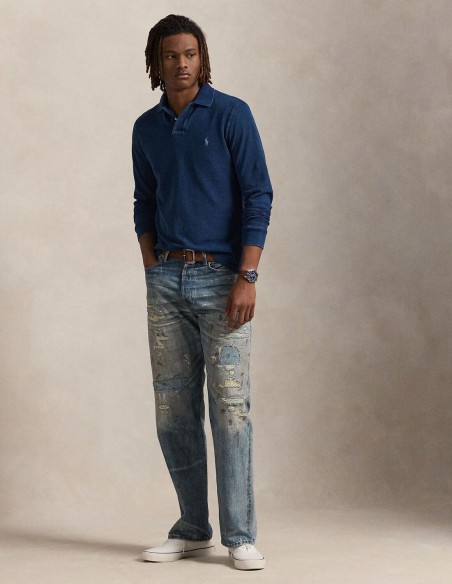 CUSTOM FIT INDIGO MESH POLO SHIRT