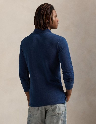 CUSTOM FIT INDIGO MESH POLO SHIRT