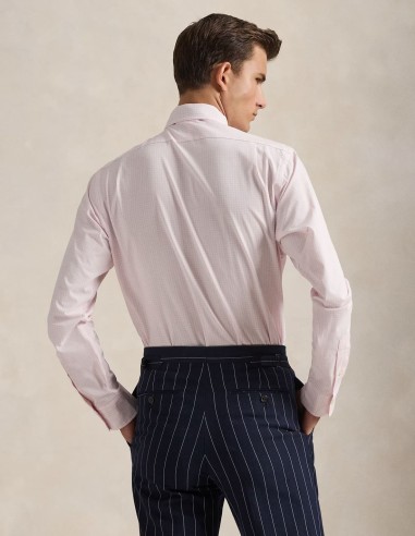 CUSTOM FIT PLAID STRETCH POPLIN SHIRT