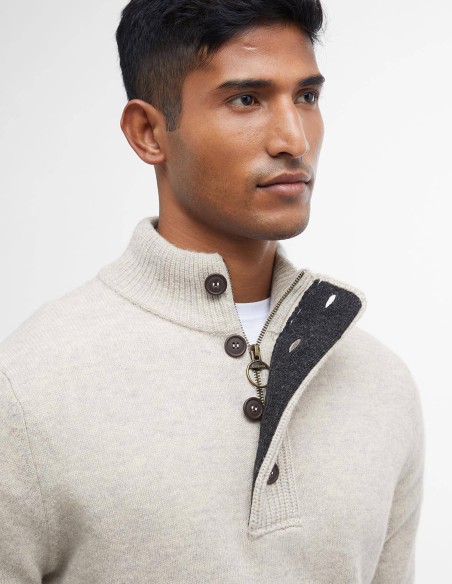 PATCH HALF ZIP SWEATER
