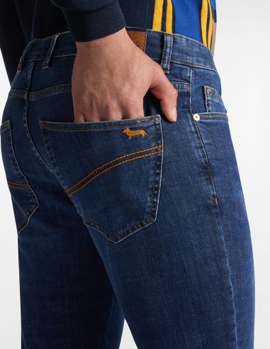 NARROW ELASTICATED JEANS WITH LOGO