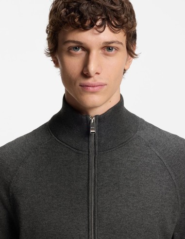 ZIP-UP CARDIGAN IN COTTON & WOOL