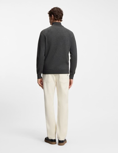 ZIP-UP CARDIGAN IN COTTON & WOOL