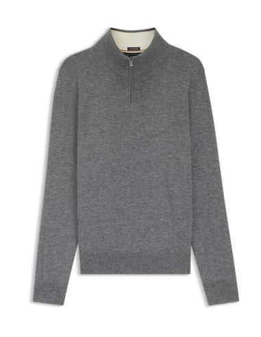 WOOL-CASHMERE ZIP NECK SWEATER