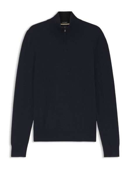 WOOL-CASHMERE ZIP NECK SWEATER