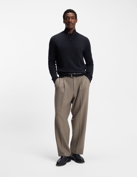 WOOL-CASHMERE ZIP NECK SWEATER