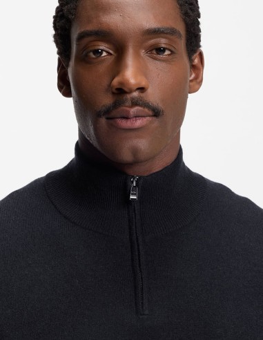 WOOL-CASHMERE ZIP NECK SWEATER