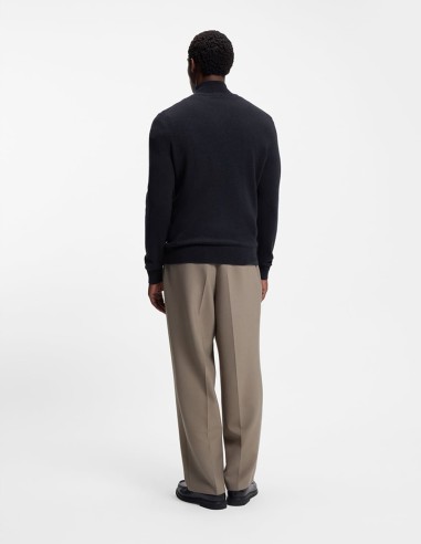WOOL-CASHMERE ZIP NECK SWEATER