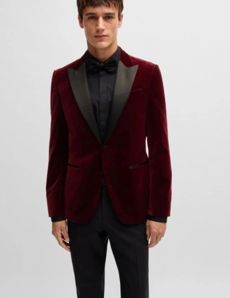 SLIM FIT TUXEDO JACKET IN COTTON VELVET