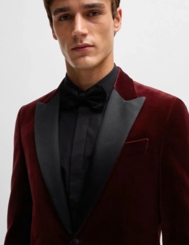 SLIM FIT TUXEDO JACKET IN COTTON VELVET