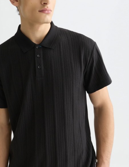 RELAXED FIT STRUCTURED RIBBED POLO SHIRT