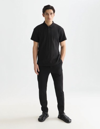 RELAXED FIT STRUCTURED RIBBED POLO SHIRT