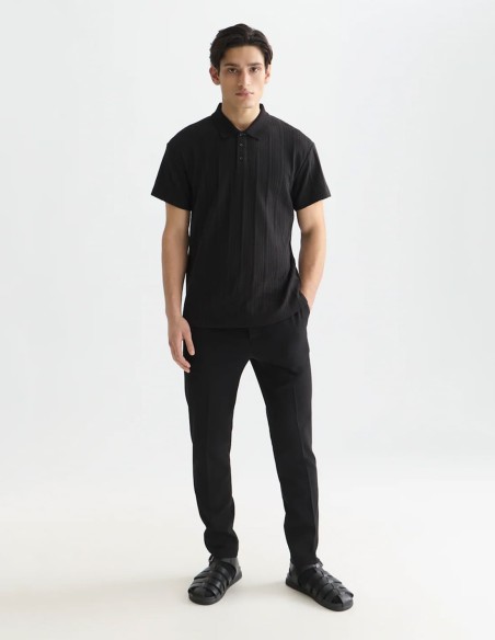 RELAXED FIT STRUCTURED RIBBED POLO SHIRT