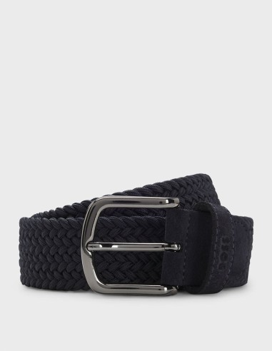 WOVEN BELT WITH LEATHER TRIMS