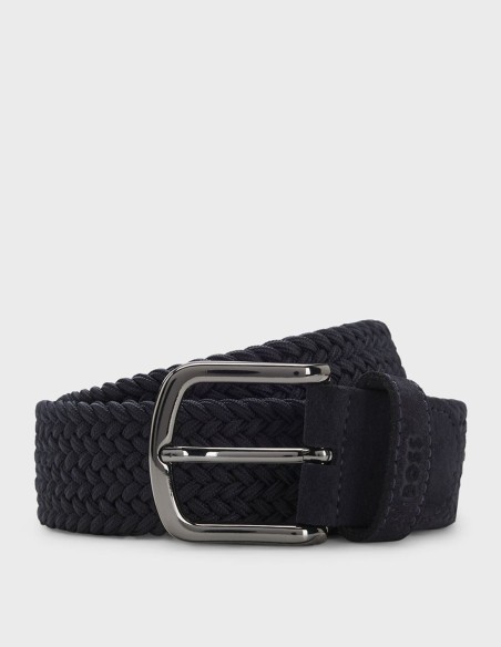WOVEN BELT WITH LEATHER TRIMS