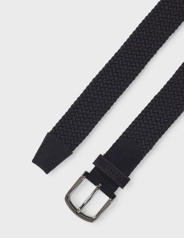 WOVEN BELT WITH LEATHER TRIMS