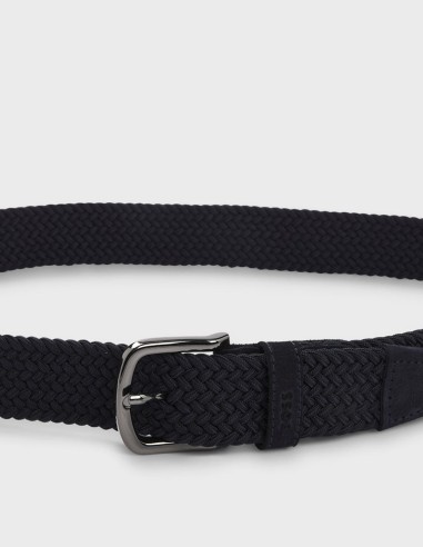 WOVEN BELT WITH LEATHER TRIMS
