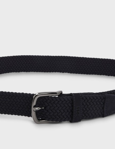 WOVEN BELT WITH LEATHER TRIMS
