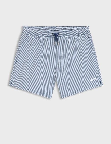 SEERSUCKER  WITH EMBROIDERED LOGO SWIM SHORTS