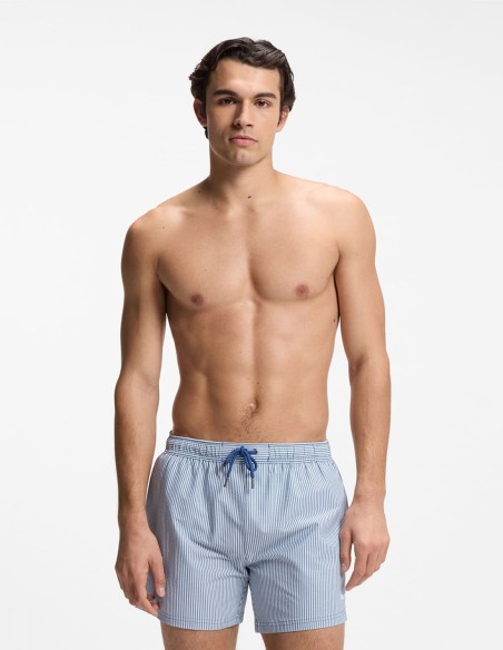 SEERSUCKER  WITH EMBROIDERED LOGO SWIM SHORTS