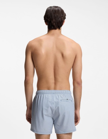 SEERSUCKER  WITH EMBROIDERED LOGO SWIM SHORTS