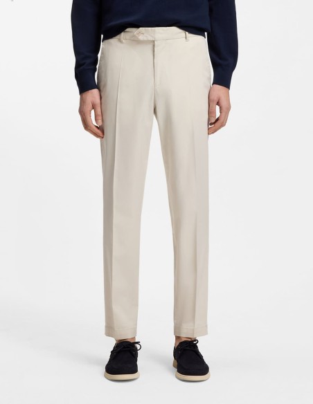 WASHABLE TAPERED FIT TROUSERS IN STRETCH FABRIC