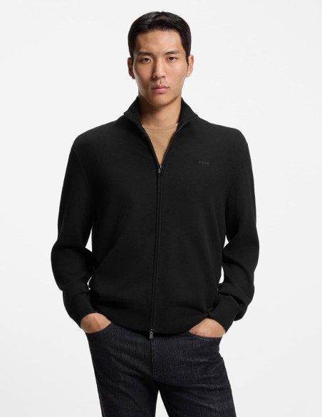 KNITTED-COTTON CARDIGAN WITH EMBROIDERED LOGO