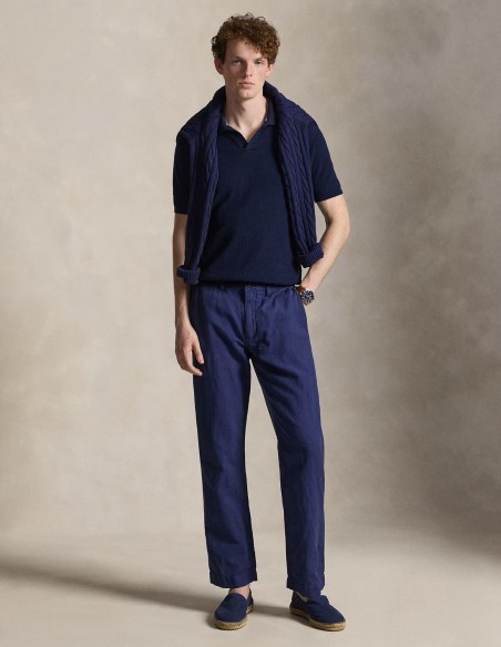 BEDFORD CLASSIC FIT LINEN-COTTON TROUSERS