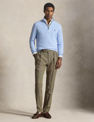 MESH-KNIT COTTON QUARTER ZIP JUMPER