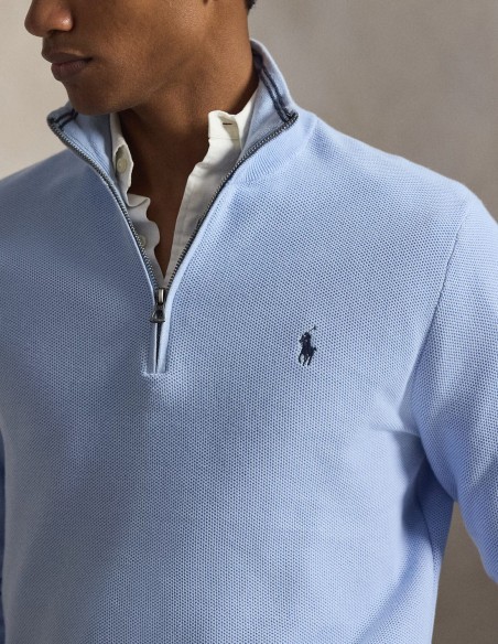 MESH-KNIT COTTON QUARTER ZIP JUMPER