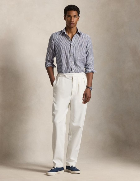 CUSTOM FIT STRIPED LINEN SHIRT