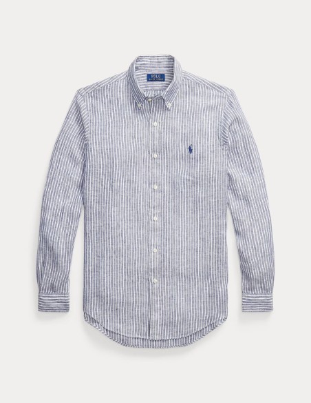 CUSTOM FIT STRIPED LINEN SHIRT