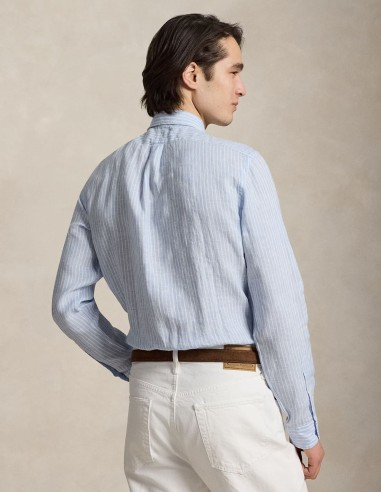 CUSTOM FIT STRIPED LINEN SHIRT