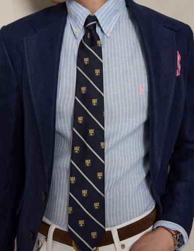CUSTOM FIT STRIPED LINEN SHIRT