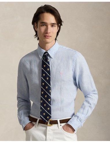 CUSTOM FIT STRIPED LINEN SHIRT