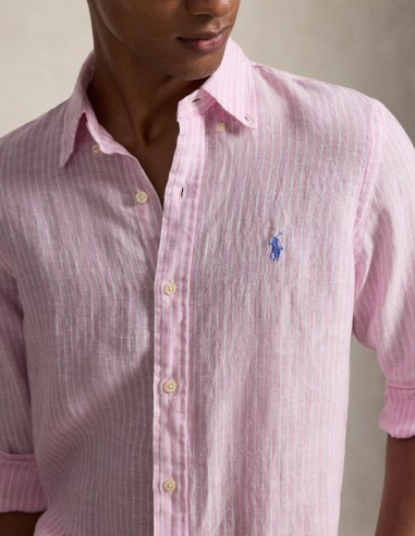 CUSTOM FIT STRIPED LINEN SHIRT