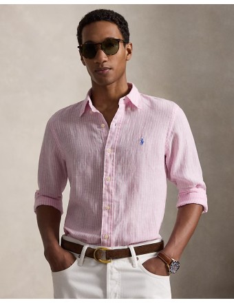 CUSTOM FIT STRIPED LINEN SHIRT