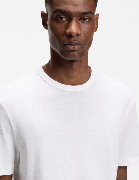 REGULAR FIT COTTON-LINEN T- SHIRT