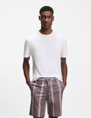 REGULAR FIT COTTON-LINEN T- SHIRT