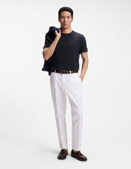 REGULAR FIT COTTON-LINEN T- SHIRT