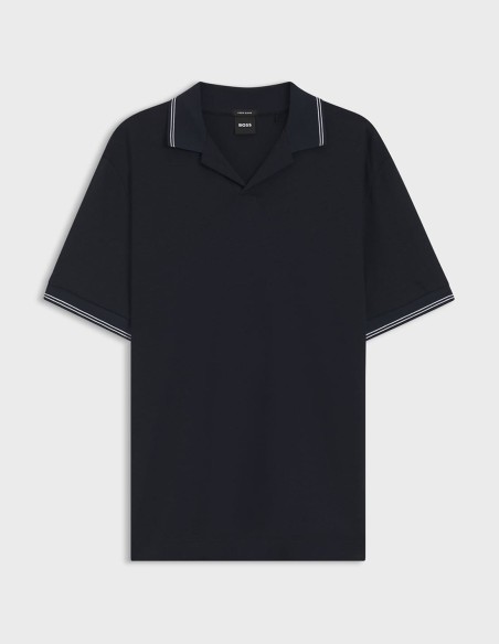 COTTON LINEN POLO SHIRT WITH JOHNNY COLLAR