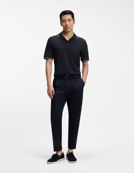 COTTON LINEN POLO SHIRT WITH JOHNNY COLLAR