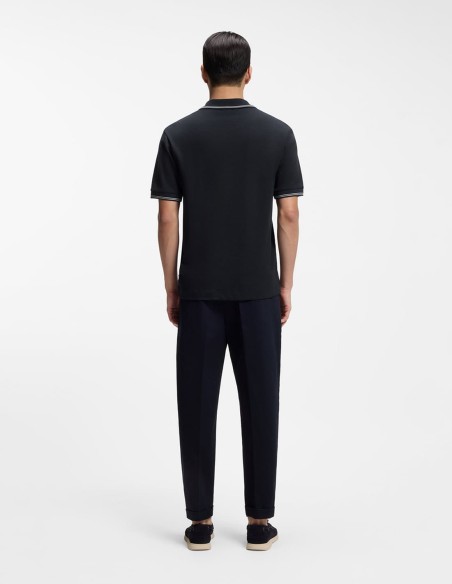 COTTON LINEN POLO SHIRT WITH JOHNNY COLLAR