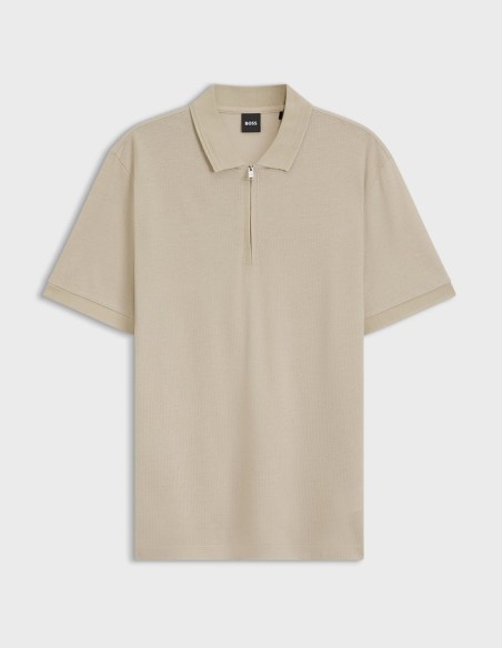 COTTON BLEND POLO SHIRT WITH ZIP PLACKET